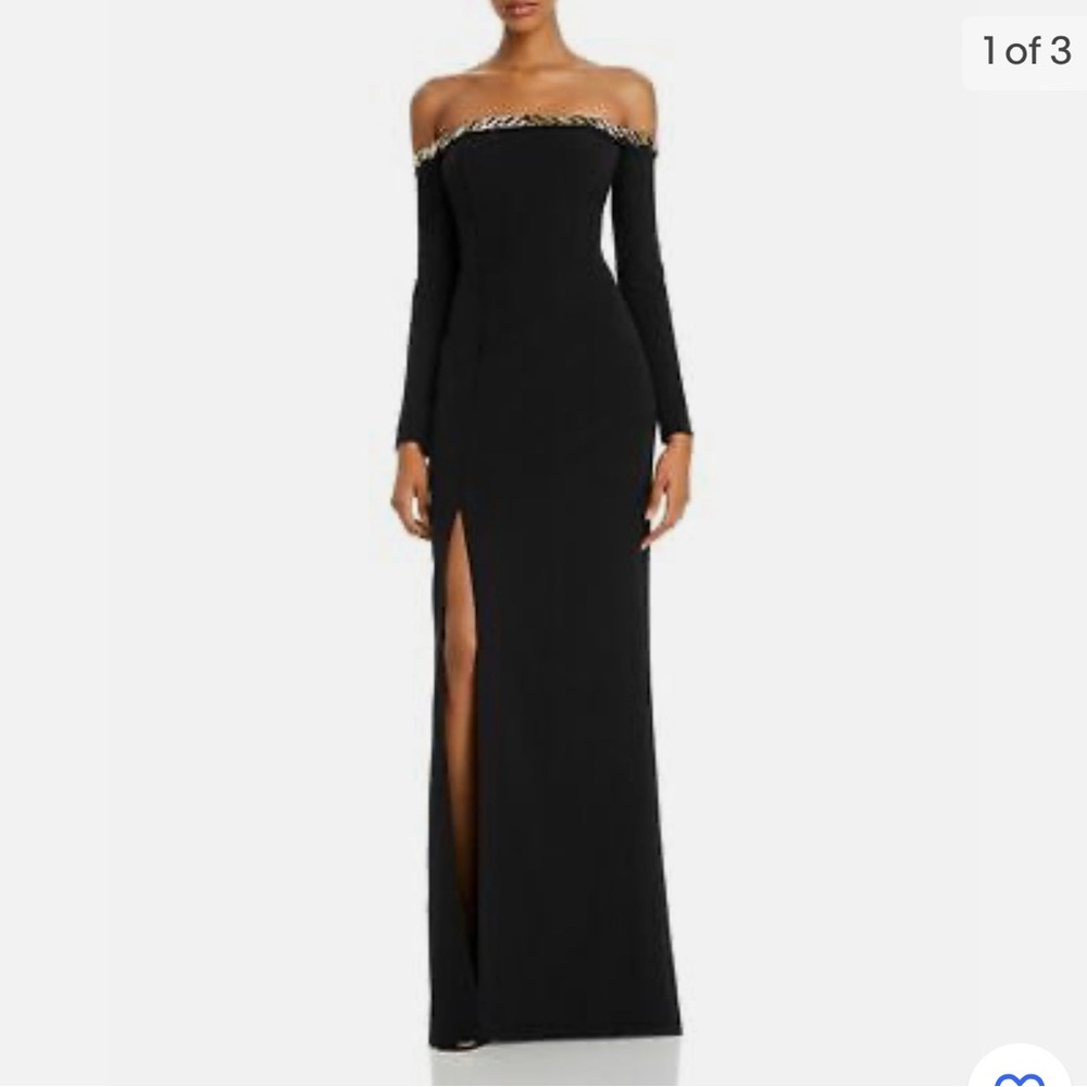 Aidan Mattox embellished off shoulder long dress